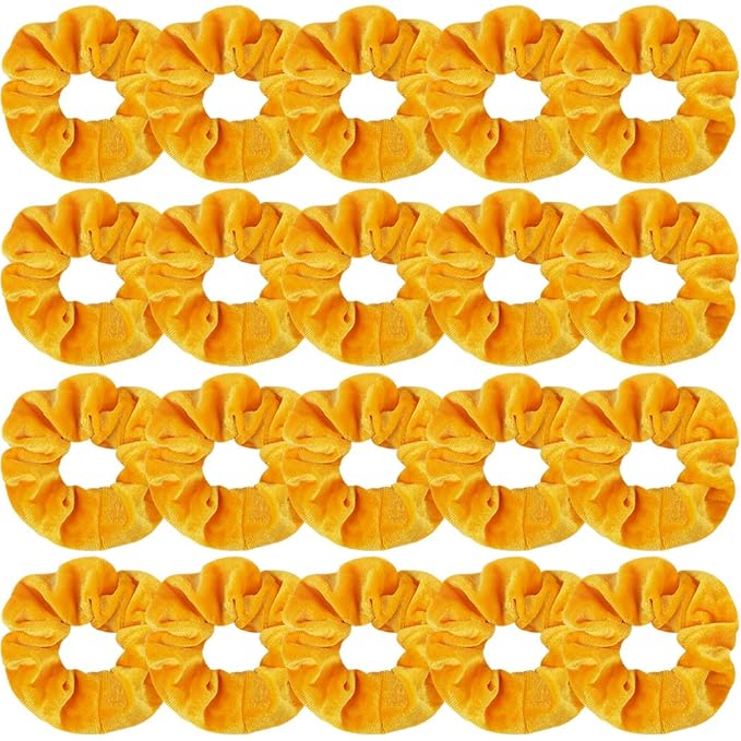 Didder 20 Pcs Hair Scrunchies Solid color Soft Scrunchies Hair Ties Yellow Velvet Scrunchy Elastics Bobbles Ropes Scrunchie Hair Bands for Women Girls