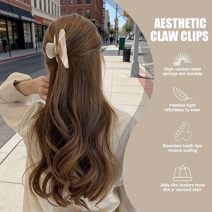 Big Hair Claw Clips for Thick Hair, Tortoise Shell Nonslip Large Hair Clips, Celluloid Butterfly Jaw Clips, Strong Hold for Women