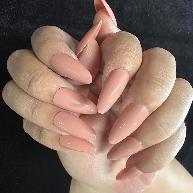 JONKASIPA French Fingertip Press-On Nails - Pink Almond Shaped Press-On Nails, Artificial Nails Designed for Women, 24 Pcs Stick-On Nail Set