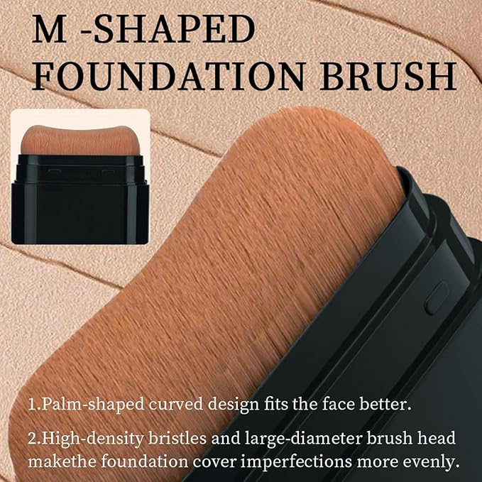 Foundation Stick, 2 in 1 Dual-Ended Long-Lasting Concealer Foundation Stick, Face Contouring foundation with Brush, Full Coverage Matte Finish for Face Makeup(02#NATURAL)