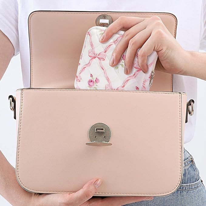 Small Makeup Bag for Purse,Quilted Cosmetic Pouch, Mini Make up Bags with Compartments Inside, Cute Cosmetic Organizer for Women, Travel Toiletry Bag