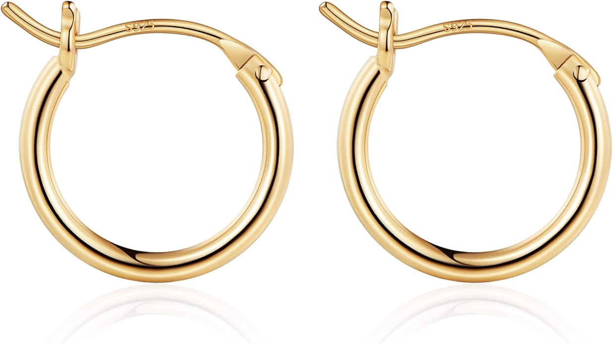 M MOOHAM 14K-Gold-Plated Hoop Earrings for Women - Hypoallergenic 14K Gold 925 Sterling silver-plated Post Sensitive Ears Nickel Free Hoops Earrings Set for Women Jewelry Lightweight 13-60mm