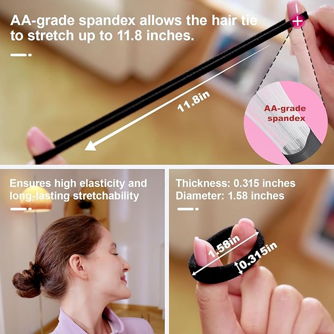 120pc Hair Ties No Damage Snag Free for Thick Hair, Seamless No Pull Elastic Ponytail Holders for Women Girls(Classic 5 Colors)