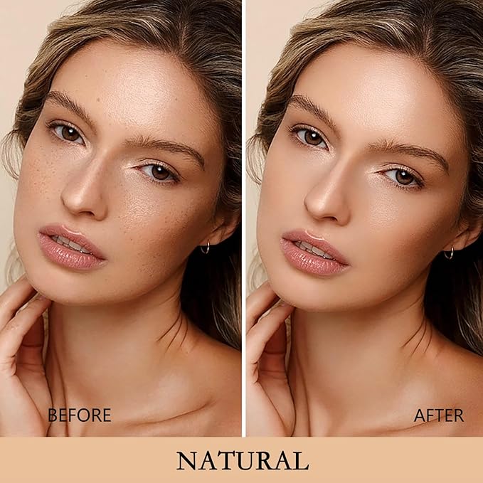 Air Cushion CC Cream Mushroom Head Foundation Makeup, BB Cream Face Makeup Foundation Natural Coverage, Moisturizing Matte Concealer, Tattoo cover up, Even Skin Tone for All Skin Types(2 PCS Natural)