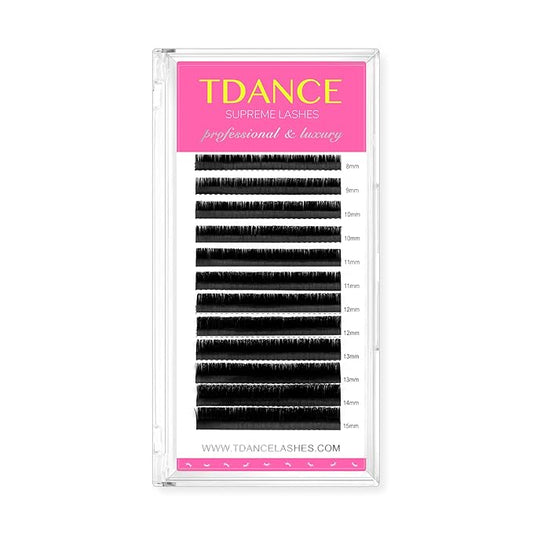 TDANCE Lash Extension Matte Black Eyelash Extension C CC D DD J B L Curl Volume & Classic Lash Extensions 0.03-0.18mm Thickness Professional Salon Use(0.05-J,8-15 mm)