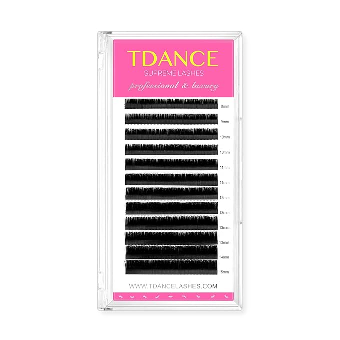 TDANCE Lash Extension Matte Black Eyelash Extension C CC D DD J B L Curl Volume & Classic Lash Extensions 0.03-0.18mm Thickness Professional Salon Use(0.15-CC,8-15 mm)
