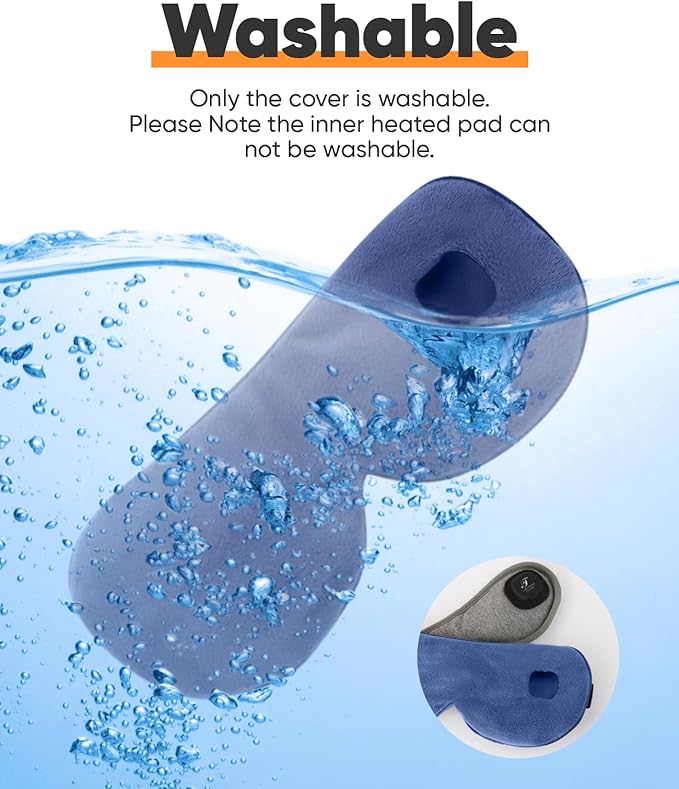 Heated Eye Mask for Dry Eyes, Cordless Warm Eye Compress for Blepharitis, Styes, 1000mAh, Washable Cover, Gifts for Family, Travel (Dark Blue)