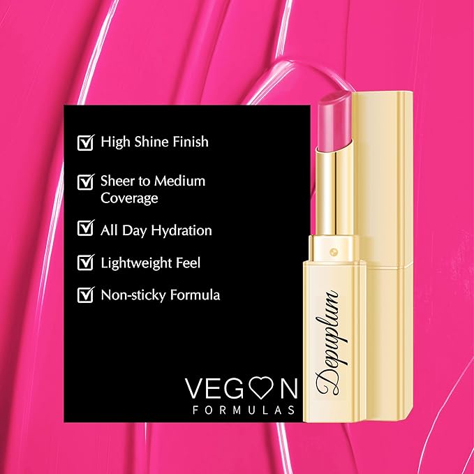 Hot Pink Lipstick for Women Hydrate Lip Gloss Lipsticks Moisture Lip Gloss Sheer Coverage Long Lasting Lipstick for Dry Lips (DM105 HotPink)