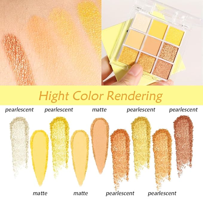 Gold Yellow Brown Smokey Goth Eyeshadow Palette Makeup,Natural Powder Eye Shadow Palette Long Lasting Naturing-Looking,Basic Gold Brown Shade for Halloween,Vegan