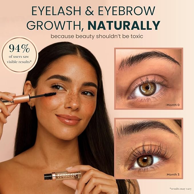 Live Fraiche Organic Castor Oil Lash Serum for Hair Growth, 100% Pure Eyebrow Eyelash Growth Serum, Cold Pressed Hexane Free (2oz Glass Bottle + FILLED Mascara Tube)