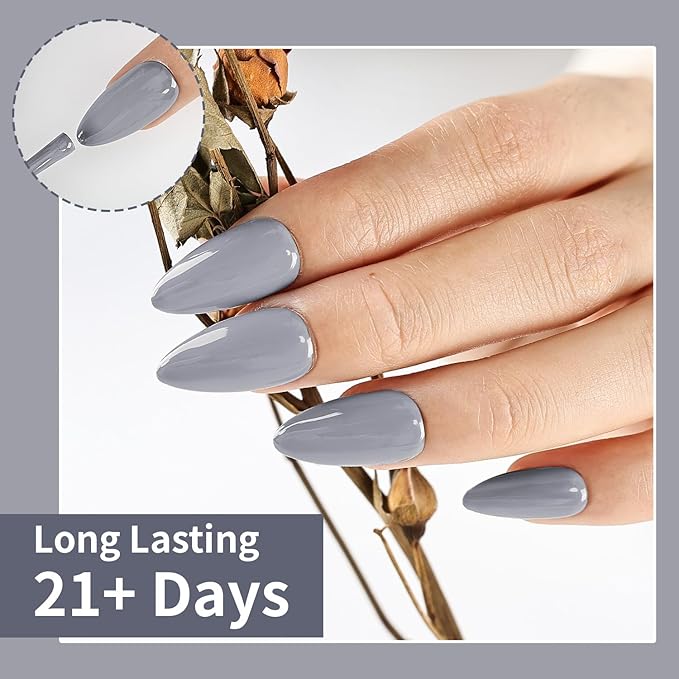 JODSONE Light Grey Gel Nail Polish 10ml Soak Off Nail Polish Grey Nail Color Salon Quality Long-Lasting Vegan & Cruelty-Free Low Odor Need U V Lamp Curing