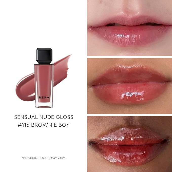 HERA Sensual Nude Lip Gloss #415 BROWNIE BOY - FELIX Picked [Featured on JUST MAKEUP] | Volumizing Sheer & Glossy Finish, Non-sticky, Moisturizing and Hydrating, Korean Makeup, 0.17 oz. (5g)