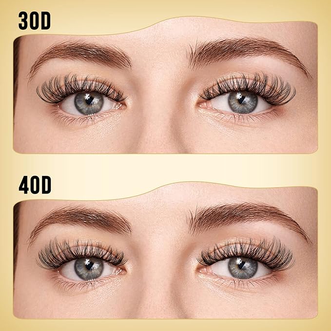 QUEWEL Lash Clusters 320Pcs Cluster Lashes 30D+40D D Curl Lash Cluster Eyelash Extensions Mix9-16mm Individual Eyelashes Clusters Wispy Lash Clusters Thin Band Soft to Use at Home(30D+40D D Mix9-16)