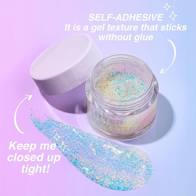 Holographic Body Glitter Gel - Cosmetic-Grade, Christmas Glitter Makeup for Face, Body, and Hair, Safe and Easy to Use, Perfect for Festivals Parties (05 Silver Fantasy)
