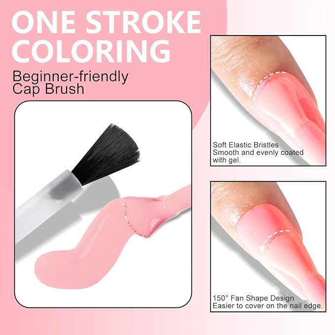 NXJ INFILILA Light Pink Gel Nail Polish, 15ml 0.51oz Pastel Pink Gel Nail Polish One-Stroke Coloring, Hema Free Nude Baby Color Soak Off UV Manicure Salon DIY for Girls SX0005