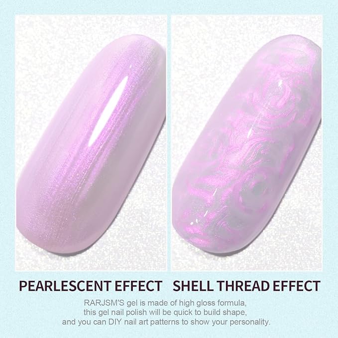 RARJSM Pearl Gel Nail Polish, Glitter Gelpolish Lavender Shimmer Mermaid Nail Gel Soak Off U V G e l for Salon Home DIY Manicure Use