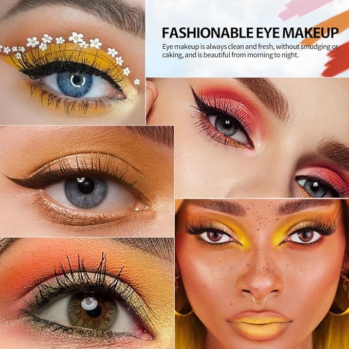 9-Color Yellow Gold Matte Shimmer Eyeshadow Palette – High Pigment Warm Orange, Lemon & Brown Shades, Long-Lasting Waterproof Blendable Eye Makeup for Summer, Sunset & Daily Looks