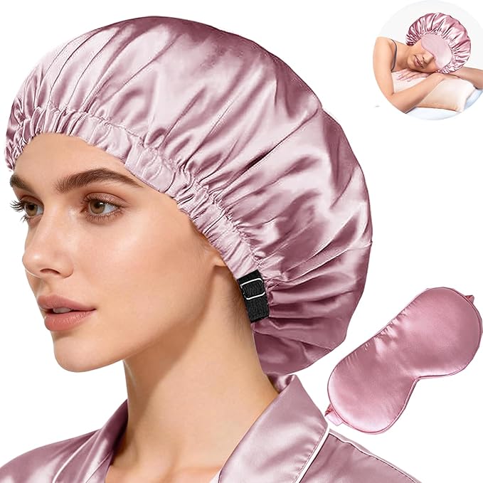 2Pcs Hair Bonnets For Sleeping Satin Bonnet Silk Bonnets For Women Silky Night Caps Womens Curly Hair Sleep Cap