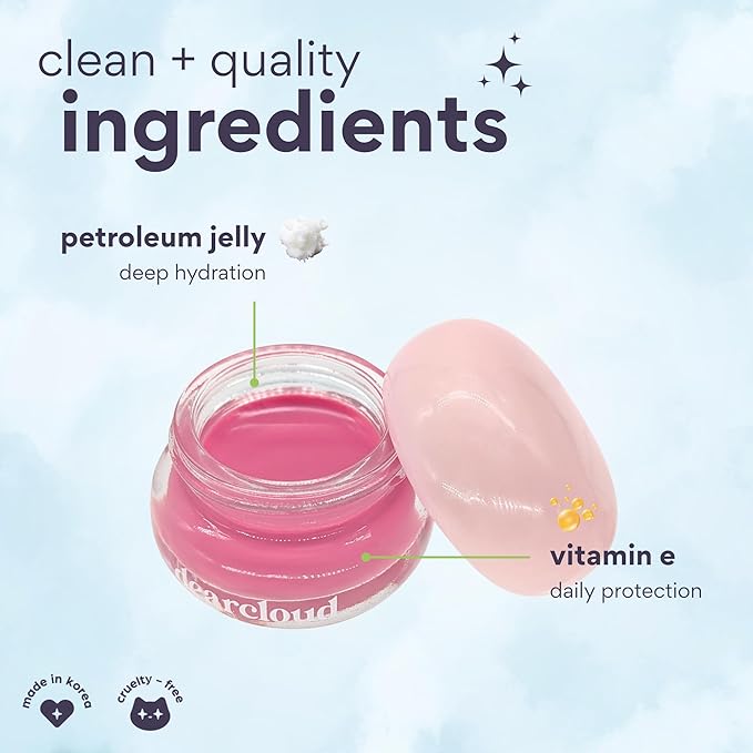 dearcloud Dewy Lip Jam – Hydrating Lip Balm & Gloss with Vitamin E, Korean Skincare (Strawberry)