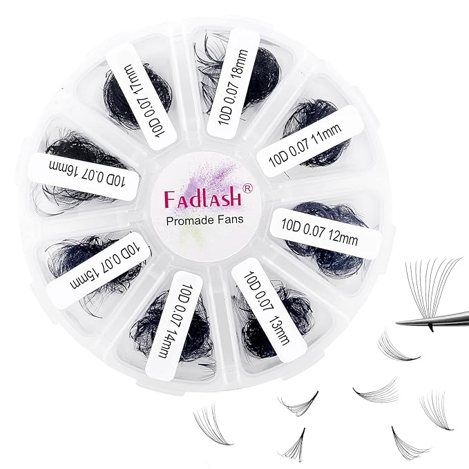 Premade Fans Eyelash Extensions 1000 Fans/Tray Promades Eyelash Volume Lash Extensions Pointed Base Loose Fans Premade Lash Extensions Fans Handmade Pre Made Volume Lashes Mix (10D-0.07C, 11-18mm)