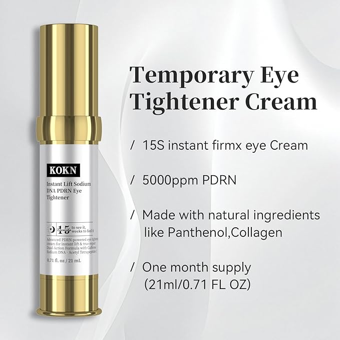 KOKN 15S Instant Firmx Eye&Face Cream | Temporary Eye Tightener | Smooths Wrinkles,Puffy Eyes & Bags | 4-IN-1 Skincare| 5000ppm PDRN,Panthenol,Collagen Formula for LongTerm Repair, 0.71 Fl Oz