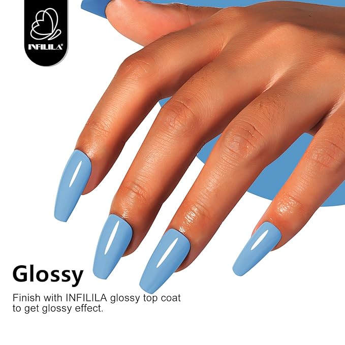 NXJ INFILILA Blue Gel Nail Polish, 15ml 0.51oz One-Stroke Coloring Blueberry Blue UV LED Gel Polish, Hema Free Color Gift for Women Nail Art Manicure Salon DIY Design Decoration at Home SQ084