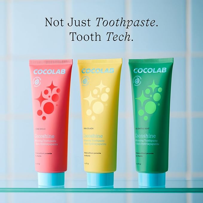 Cocofloss Cocoshine Whitening Toothpaste, Remineralize & Repair Sensitive Teeth, Fluoride-Free with n-HA, Kid-Friendly, Pina Colada, 4 oz