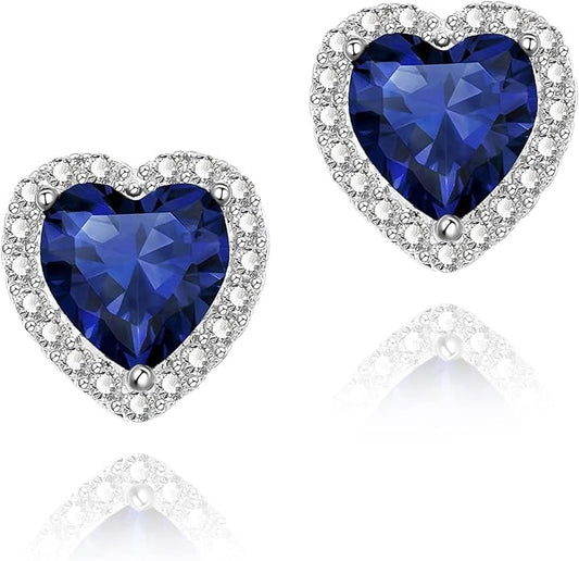 YOMELA Cubic Zirconia Earrings Studs, Halo CZ Birthstone Simulated Diamond Stud Earrings for Women
