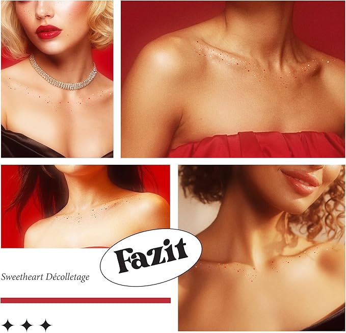 Fazit Makeup Patches - Sweetheart Decolletage Speckles - Glow Up Make-Up Patches - Cute Glitter Makeup Accessories for Women - Cosmetic Glitter for Face