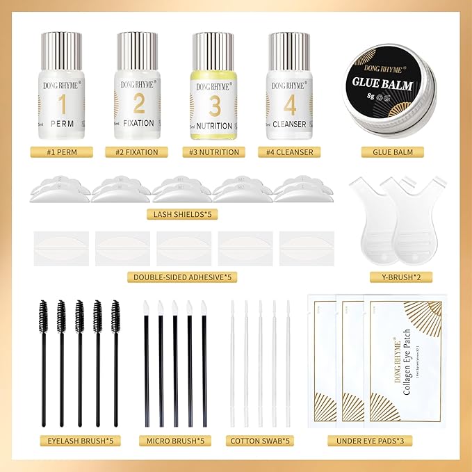 DONG RHYME Lash Lift Kit Eyelash Perm Kit, Professional Plant Extract, Lifting & Curling for Eyelashes, Semi-Permanent Salon & DIY Home Use Eyelash Lift Kit for Beginners