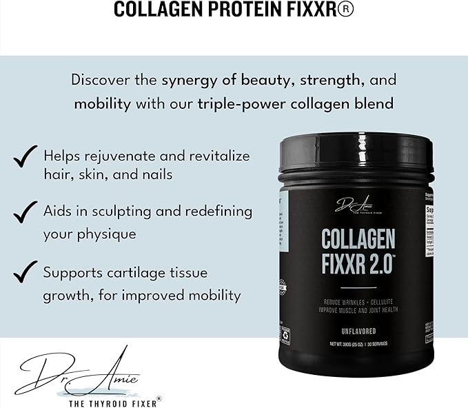 Fixxr Collagen 2.0 by Dr. Amie | with 3 Bioactive Collagen Peptides | Unflavored | 30 Servings