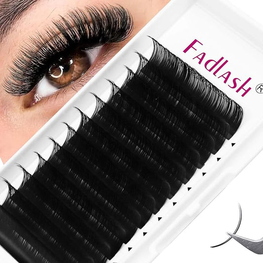 Eyelash Extensions 16mm FADLASH D Curl Lash Extensions 0.20 Thickness Premium Silk Classic Eyelash Extensions Supplies (0.20-D, 16mm)