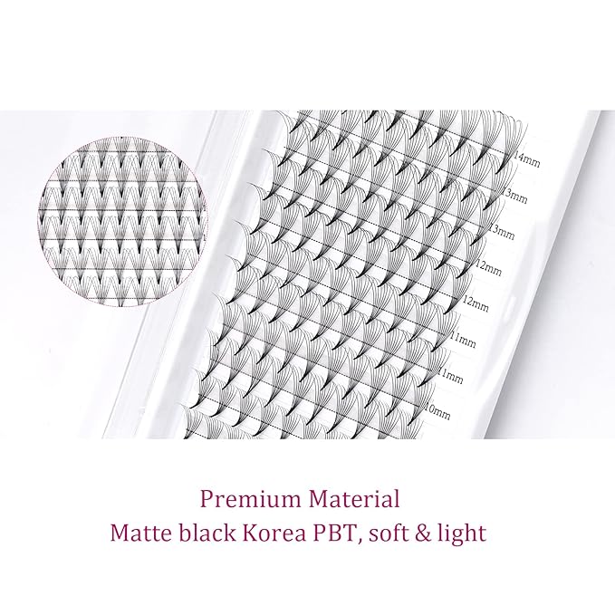 FADLASH Premade Volume Eyelash Extensions 8D 0.07 C Curl, 8-14mm Mix, 120pcs, Black, Synthetic, Lightweight and Flexible
