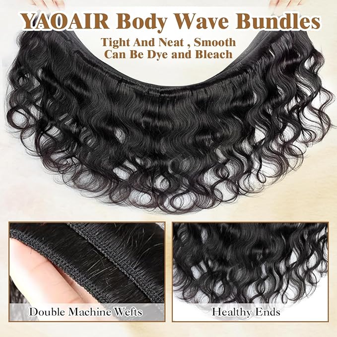 16A Raw Human Hair Bundles,3 Bundles 20 20 20 Inch Body Wave Bundles Human Hair,100% Unprocessed Brazilian Virgin Hair,Quick Weave,Hair Extensions Natural Black For Women,3X Longer Lifespan
