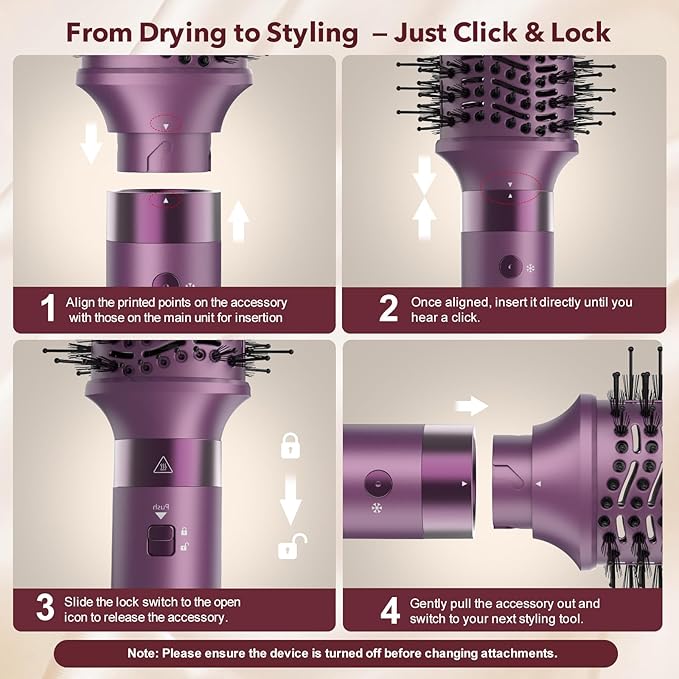 Mythsight StyleVibe 6-in-1 Air Styler, Hair Dryer & Blow Dryer Brush with Travel Case - Auto Wrap Curls (L/R), Fast Drying, Thermal Round Brush for Smooth Blowouts & Frizz-Free Volume, No Heat Damage