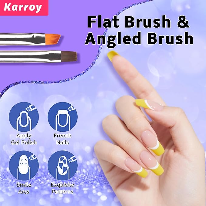 Karroy Nail Art Brushes Kit, Nail Brush Sets with Gel Nail Brush, Nail Extension Gel Brush, Nail Liner Brush, Dotting Tools, DIY Manicure Tools Gift for Women (6PCS Brushes)