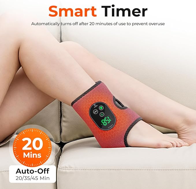 HOMVIMI Cordless Ankle Massager for Pain Relief - 3-in-1 Foot Renew Triple Method Massager with 6 Heating and 3 Vibration Levels, 3000mAh Rechargeable Battery, Auto Shut-Off, Gifts for Women Men, Grey