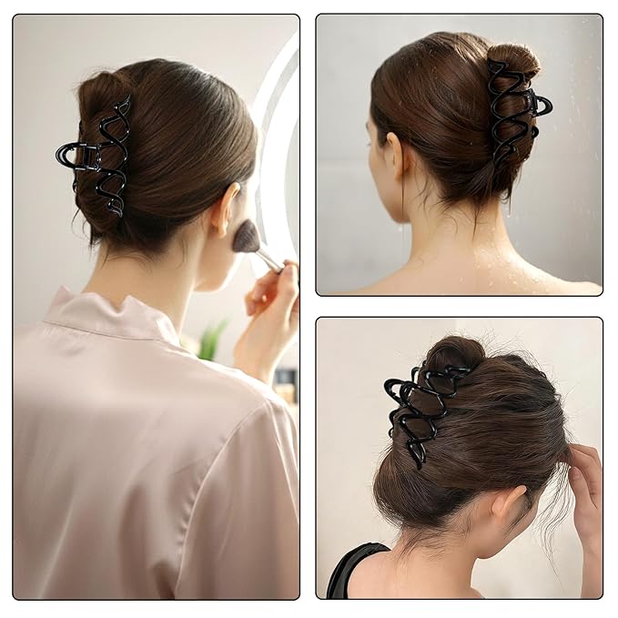Large Claw Clips for Thick Hair - Black Metal Hair Claw, Single Piece with Non-Slip Grip, Strong Hold for Women, Shower & Workout