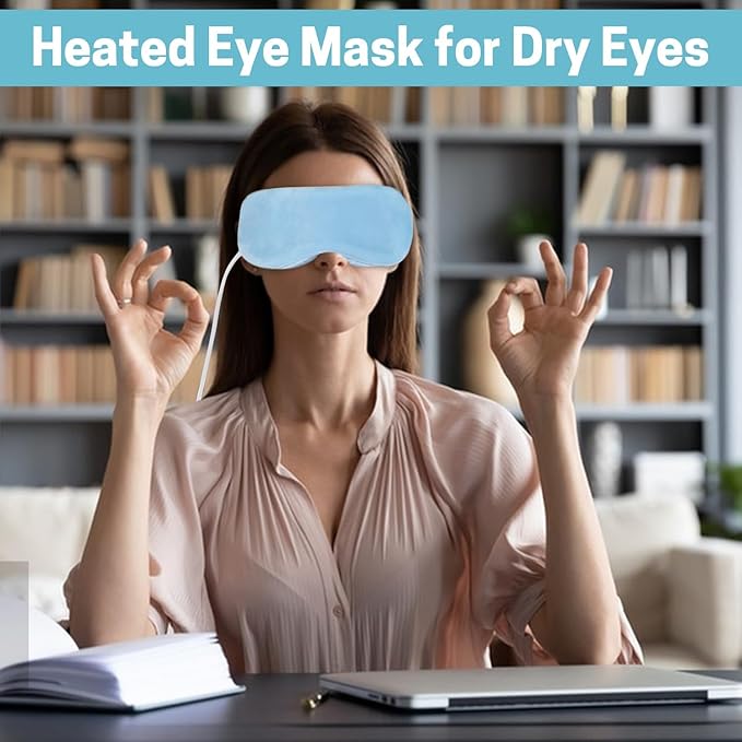 Aurya Heated Eye Mask for Dry Eyes, Warm Eye Compress Mask with Temp & Timer Setting, Eye Heating Pad for Blepharitis, MGD, Migraine, Stye, Chalazion Alleviation, Medium (8.85×3.35 in)