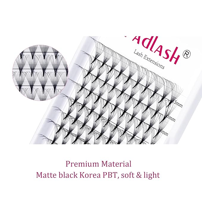 Premade Fans Eyelash Extensions 10D Lash Extensions Premade Fans 0.05 0.07 Thickness Pre Fanned Volume Lash Extensions C D Curl by FADLASH (10D-0.07-C, Mix 15-20mm)