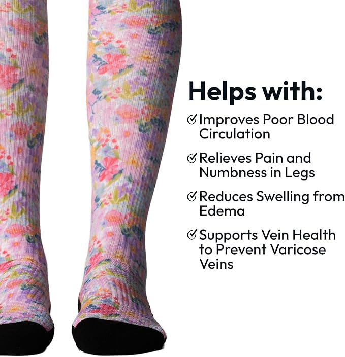 Viasox Compression Socks for Women and Men, Knee High Socks 12-15 mmhg Circulation Support for Flight, Travel, Daily