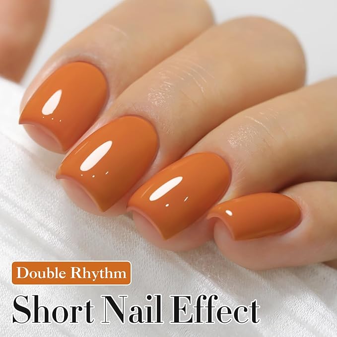 Double Rhythm Gel Polish 15ML Jelly Sheer Pastel Light Milky Color Pearl White Bottle 1 PC 0.5 OZ Full Size Nail Art Salon at Home (Deep Ginger Yellow-D1448)