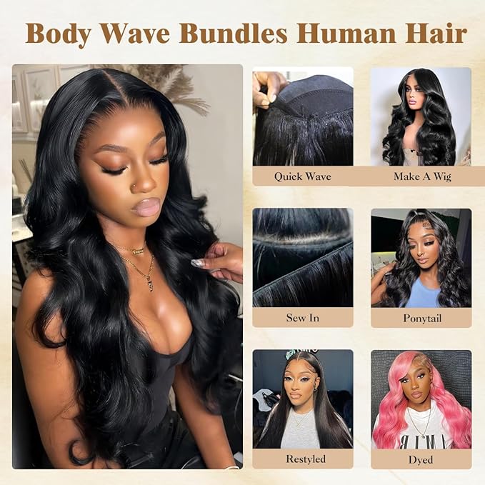 16A Raw Human Hair Bundles,22 Inch 1 Bundles Body Wave Bundles Human Hair,100% Unprocessed Brazilian Virgin Hair,Quick Weave,Hair Extensions Natural Black For Women,3X Longer Lifespan