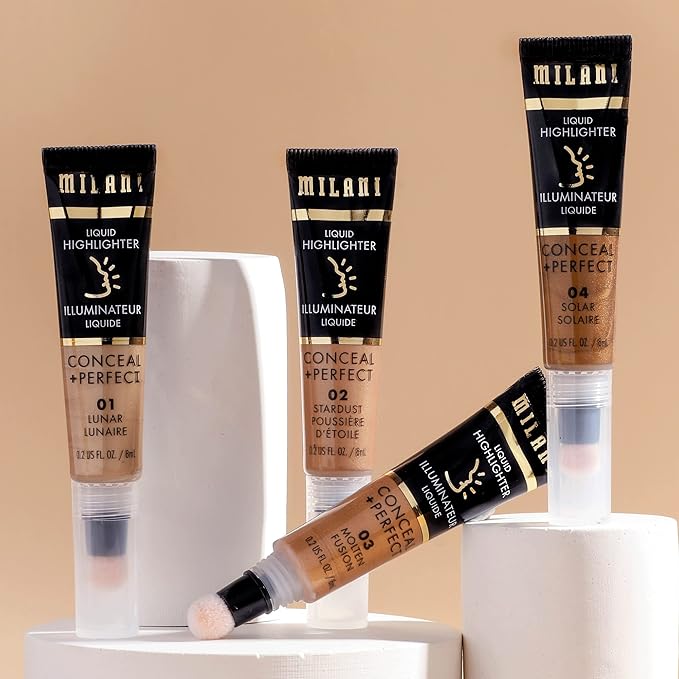 Milani Conceal + Perfect Liquid Highlighter for Added Glow, Face Lift Collection - Solar
