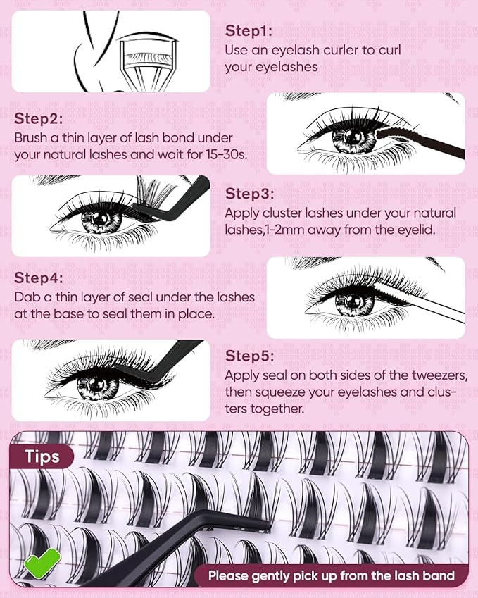 OKAYLOVE Manga Lash Clusters with Spikes, LIRA 8-18mm DIY Cluster Eyelash Extensions Kit, 140pcs CC Curl Clear Band Individual Lashes with Lash Bond and Seal, Remover, Lash Tweezers
