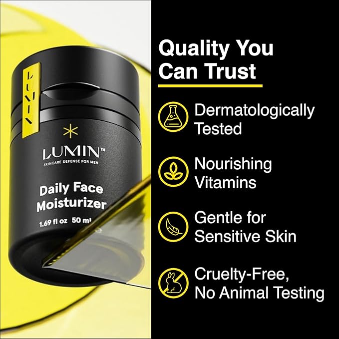 Lumin Daily Face Moisturizer for Men – Lightweight Hydrating Cream with Niacinamide, Men’s Face Lotion for Normal, Combination & Sensitive Skin, Korean Skincare, Smooth & Nourishing, 50ml, 2 Pack