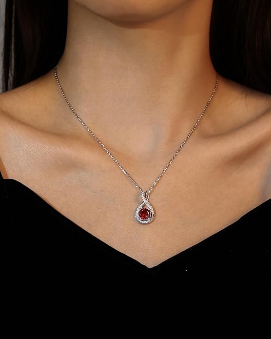 FANCIME Birthstone Necklaces for Women Fine Jewelry Sterling Silver Infinity Pendant Anniversary Birthday Gifts for Her Women Wife Mom Lady Daughter, Chain 16"+2" Extend