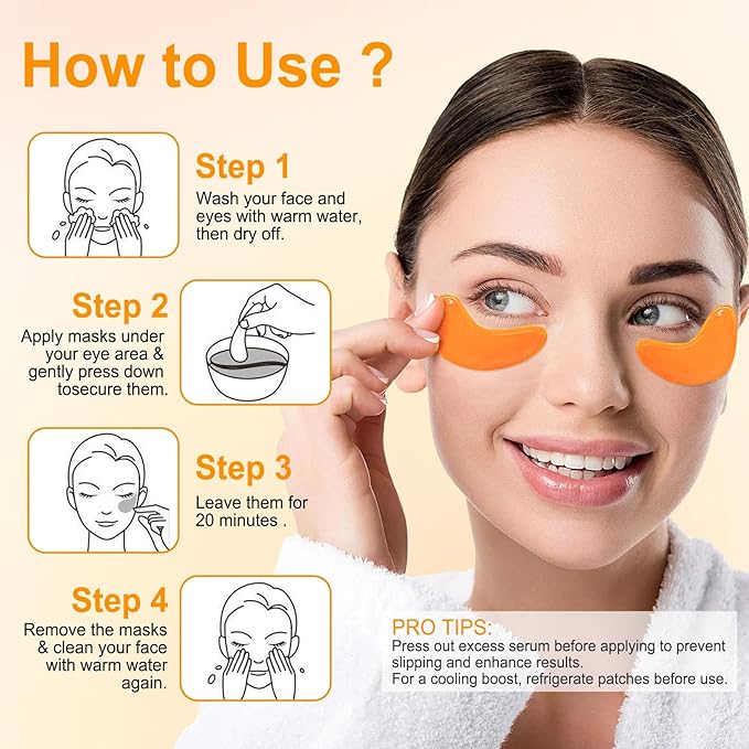 LAVONE Eye Mask - 30 Pairs Vitamin C Under Eye Patches Skin Care Products - Eye Masks Skincare for Dark Circles and Puffiness, Reduce Wrinkles, Eye Bags and Fine Lines, for Women and Man