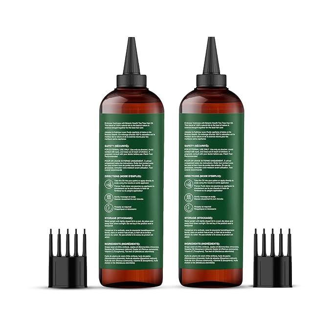 Botanic Hearth Hair Oil for Hair Growth & Hair Relaxer | Strengthening Dry, Frizzy, Damaged Hair & Scalp Treatment | Tea Tree Hair Oil – 6.7 Fl Oz (2 Pack)