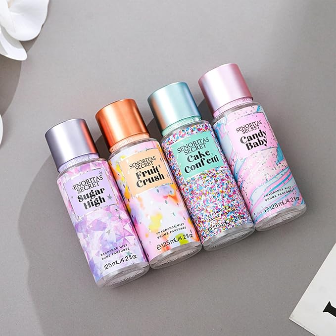 AYKHDS Perfume for Women, 4 Piece Body Mist Set with Fruity Scents, Long-Lasting Fragrance Spray for Skin & Hair, Travel Size Gift for Teen Girls